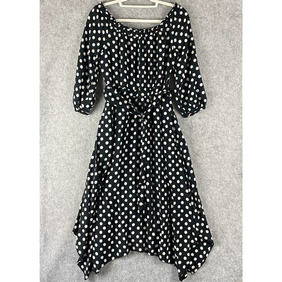 Anthropologie Dresses & Skirts - Anthropologie Maeve Dress‎ Womens 6 Polka Dot Off the Shoulder Belted Pocket